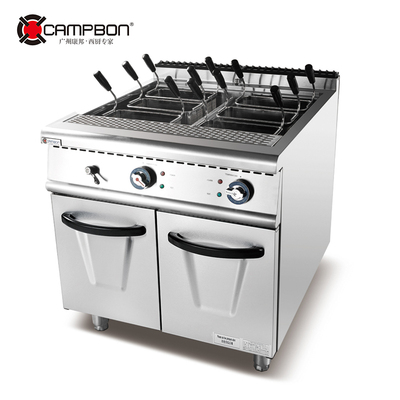 Electric 2 tank pasta cooker with cabinet